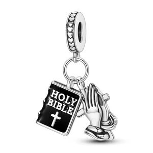 Bible Cross Faith Hope Love fits Pandora Charm Bracelet, S925 Silver